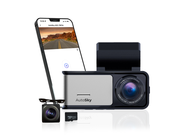 AutoSky ADC-888 dashcam (Front og bak) 4K, WiFi, Appstyring, dual cam 