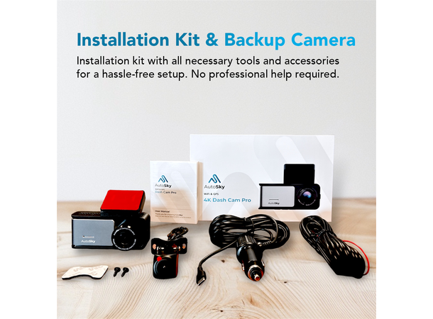 AutoSky ADC-888 dashcam (Front og bak) 4K, WiFi, Appstyring, dual cam 