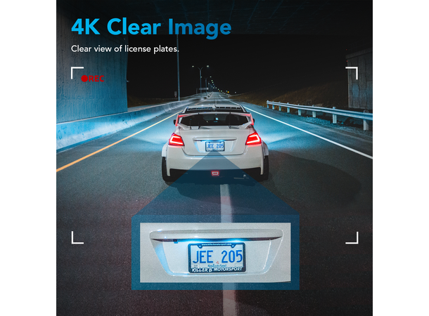 AutoSky ADC-888 dashcam (Front og bak) 4K, WiFi, Appstyring, dual cam 