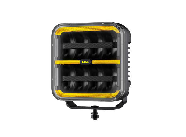OZZ SQR 7" fjernlys 178mm (Sort hus) med park- og varsellys, 14000 lumen 