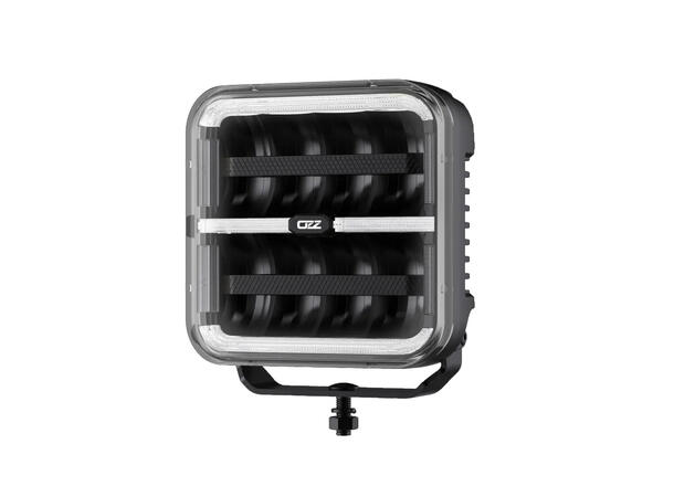OZZ SQR 7" fjernlys 178mm (Sort hus) med park- og varsellys, 14000 lumen 