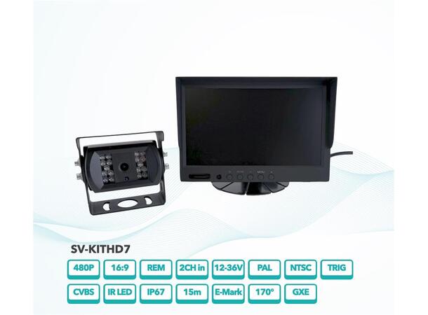 Sonovision SV-KITHD7 Ryggekamera pakke med 7" skjerm, 