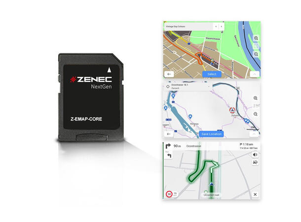 Zenec Z-EMAP-CORE - navigasjonskart for Z-E1010 (16GB microSD) 