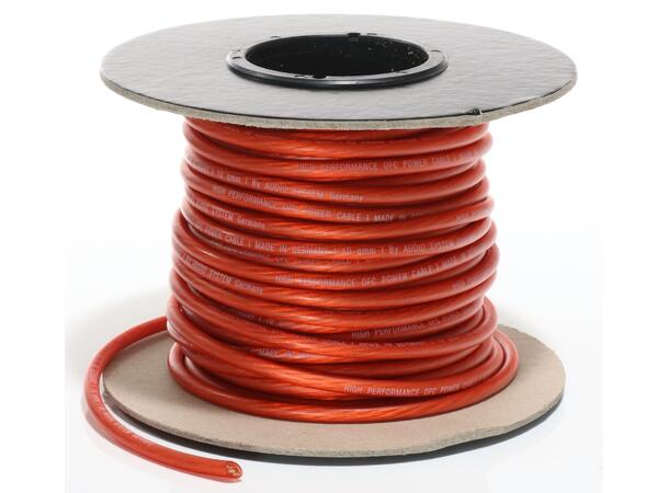 Audio System 10mm² strømkabel RØD Tysk kvalitet, OFC 25meter rull 