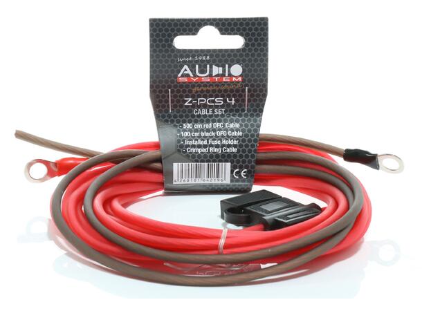 Audio System 4mm²  strømkabelsett 5+1m OFC 30A sikring 