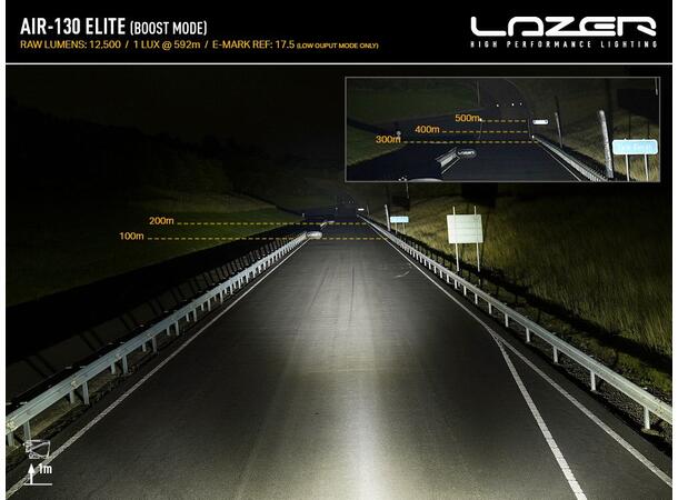 LAZER AIR-130 Elite LED fjernlys m/posisjonslys (hvit/gult) 
