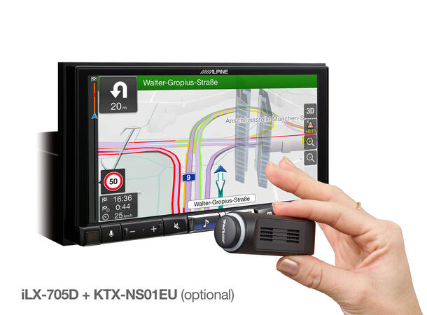 Alpine iLX-705DM multimediastasjon 7" CarPlay Android Auto (chassis oppe) 