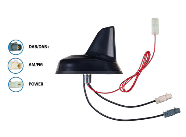 Haifinneantenne - ATTB Aktiv antenne for AM, FM og DAB+ 