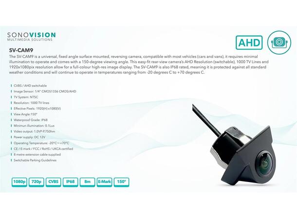 Sonovision SV-CAM9 Universalt ryggekamera 