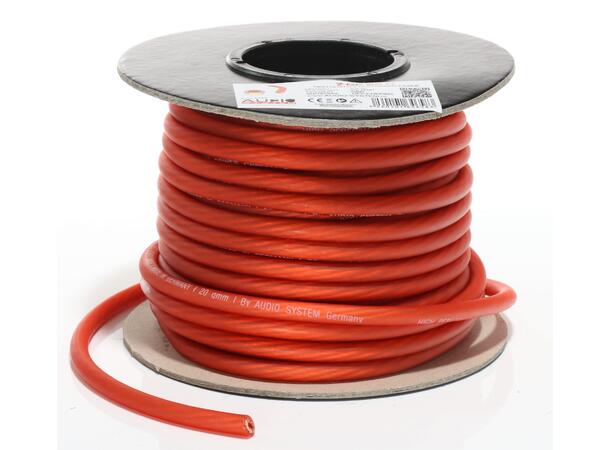Audio System 20mm² OFC strømkabel Rød 25m rull 