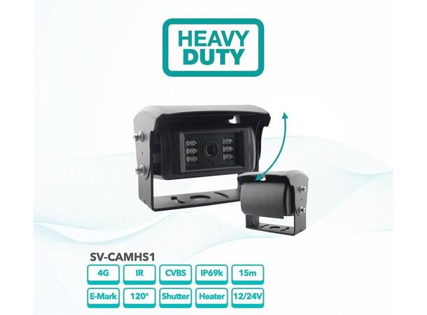 Sonovision SV-CAMHS1 Ryggekamera, 12-24V, med lukker og varme 