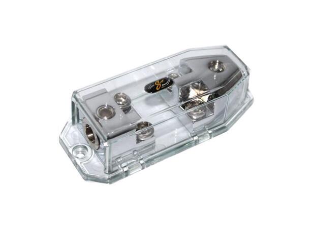 Stinger - SHD822 sikringsholder mini ANL Satin krom, 2x innganger, 1xutgang 