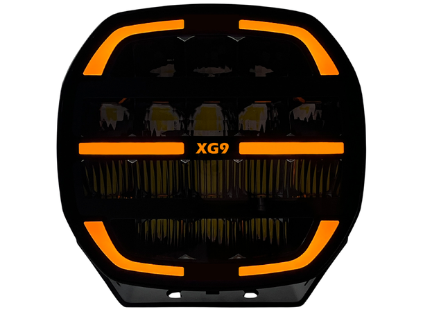 XG9 LED Fjernlys, Sort Flerfarget parklys – hvit, gul og grønn. 