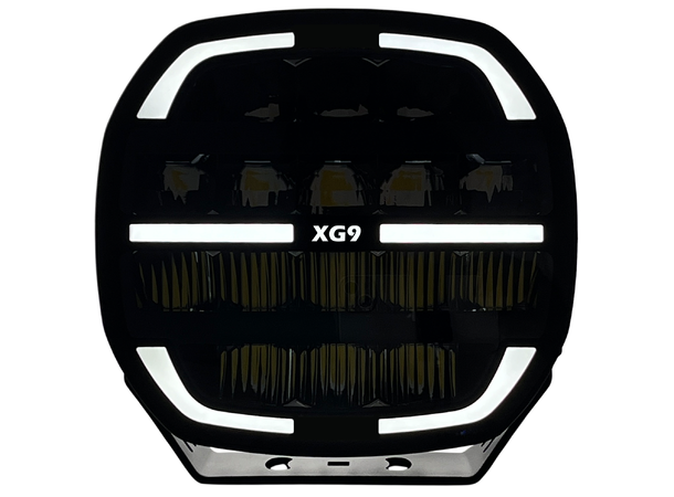 XG9 LED Fjernlys, Sort Flerfarget parklys – hvit, gul og grønn. 