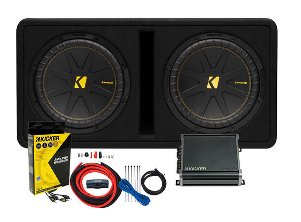 Kicker KickPack™ - KPC2x12 basspakke Kasse, Amp og Kabelsett 