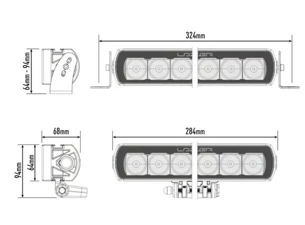LAZER LED-bar EVO 284mm, 6 LED, fjernlys 