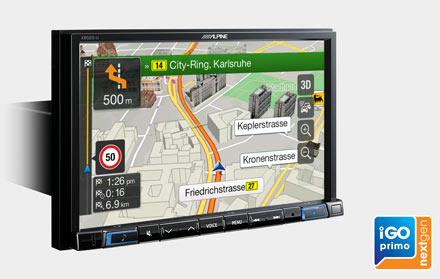 Alpine X802D-U har innebygget iGo Primo NextGen Navigasjon