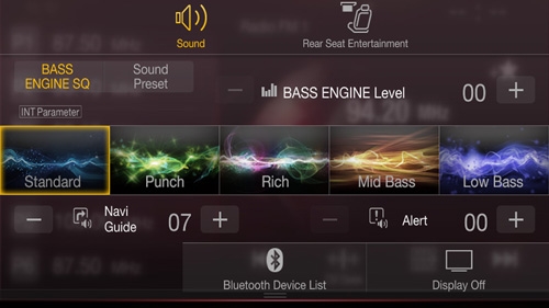 Alpine INE-W997D er utstyrt med BASSENGINE SQ