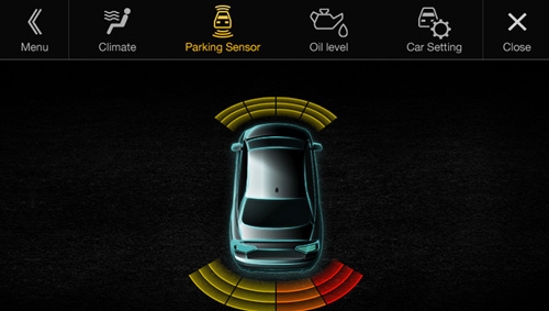 Alpine X701D kan vise deg et visuellt grensesnitt av parkeringsensorer