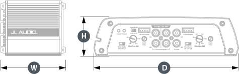 Dimensjoner JL Audio JX400/4D firekanals forsterker