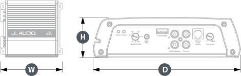 Dimensions JL Audio JX500/1D mono amplifier