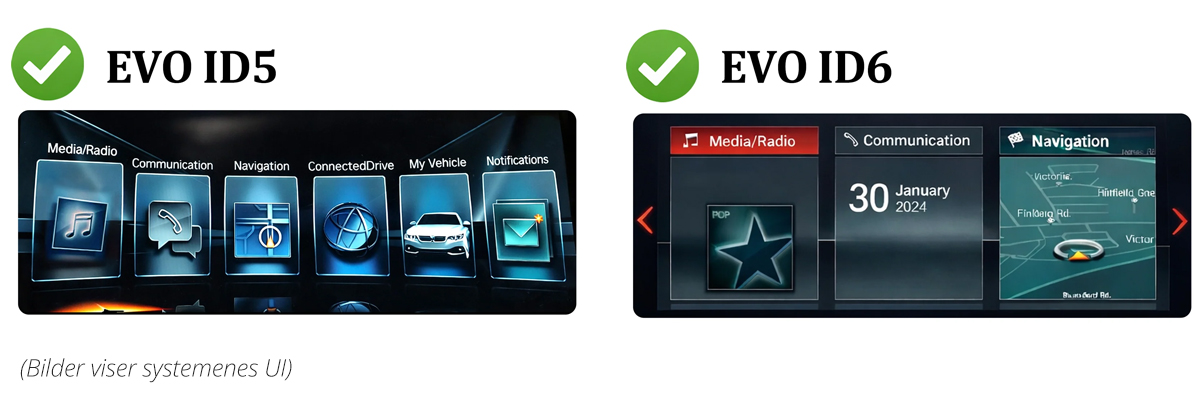 Identifikasjon av BMW EVO ID5 og EVO ID6